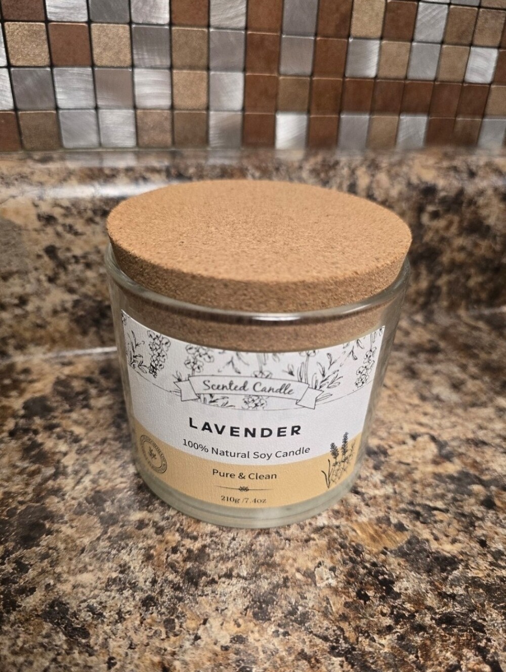 Lavender Scented Soy Candle with Cork Lid - Pure & Clean